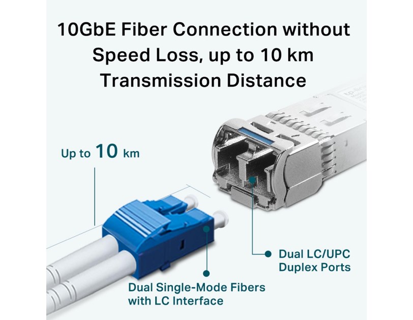 TP-Link 10G-LR SFP+ LC 1310 nm Single-mode, LC Duplex konektor, do 10 km
