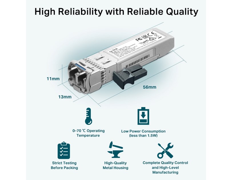 TP-Link 10G-LR SFP+ LC 1310 nm Single-mode, LC Duplex konektor, do 10 km