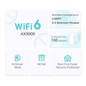 TP-Link AX3000 Deco X50 (2-pack), Dual-Band Mesh Wi-Fi 6, 574Mbps/2402Mbps (2.4GHz/5GHz), 802.11ax/ac/n/a/b/g, 3×G-LAN, Deco App