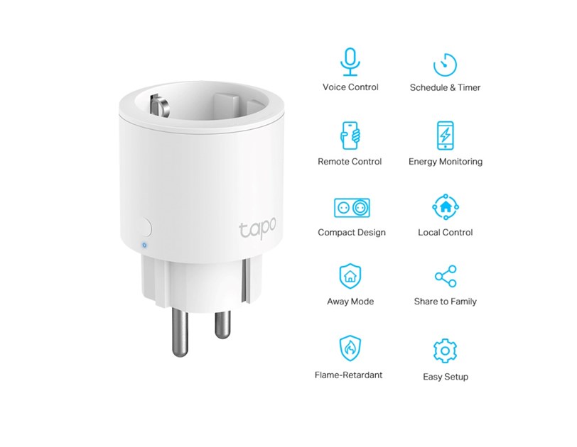 TP-Link Tapo P115 Mini Smart Wi-Fi Socket, Energy Monitoring, 2.4 GHz WiFi, glasovna kontrola