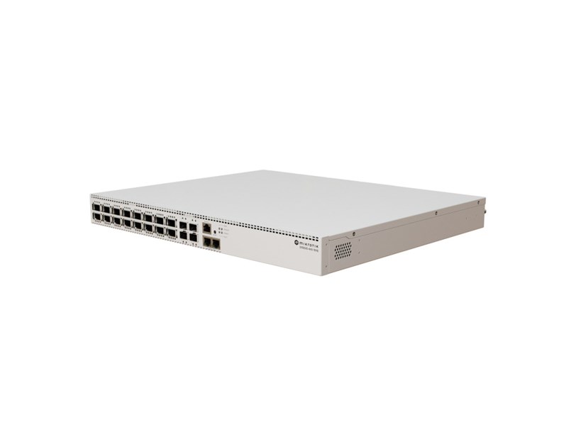 MikroTik Cloud Router 100G Switch CRS520-4XS-16XQ-RM, 16x100G QSFP28 Ports, 4x 25G SFP28 Ports, 4 Gb RAM, OSPF/BGP, 128MB NAND
