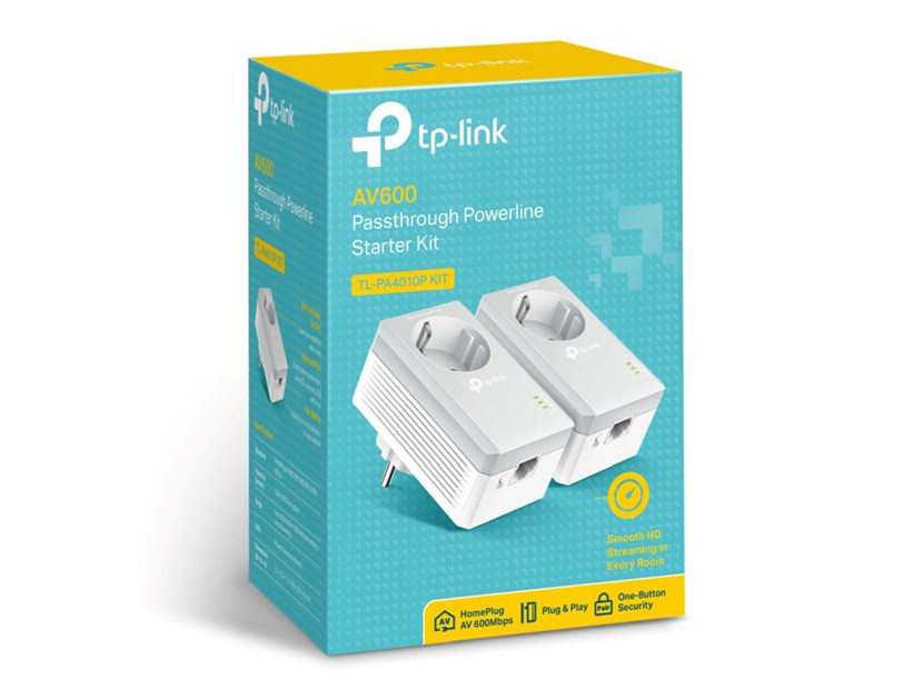 TP-Link AV600 Powerline mrežni adapter, 600Mbps, 1× mrežni ulaz, dodatna strujna utičnica, HomePlug AV (duplo pakiranje)