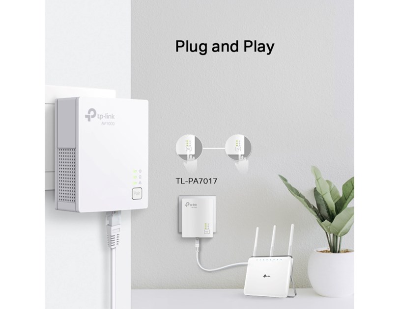 TP-Link AV1000 Powerline Gigabit mrežni adapter, 1000Mbps, HomePlug AV (duplo pakiranje)