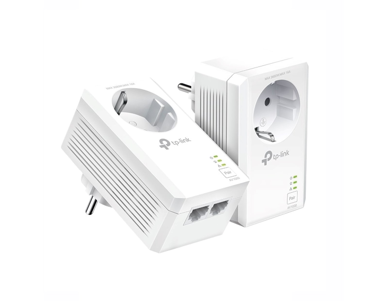 TP-Link AV1000 Powerline Gigabit mrežni adapter, 1000Mbps, dodatna strujna utičnica, 2×G-LAN, HomePlug AV2 (duplo pakiranje)