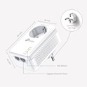 TP-Link AV1000 Powerline Gigabit mrežni adapter, 1000Mbps, dodatna strujna utičnica, 2×G-LAN, HomePlug AV2 (duplo pakiranje)