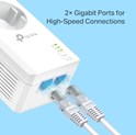 TP-Link AV1000 Powerline Gigabit mrežni adapter, 1000Mbps, dodatna strujna utičnica, 2×G-LAN, HomePlug AV2 (duplo pakiranje)