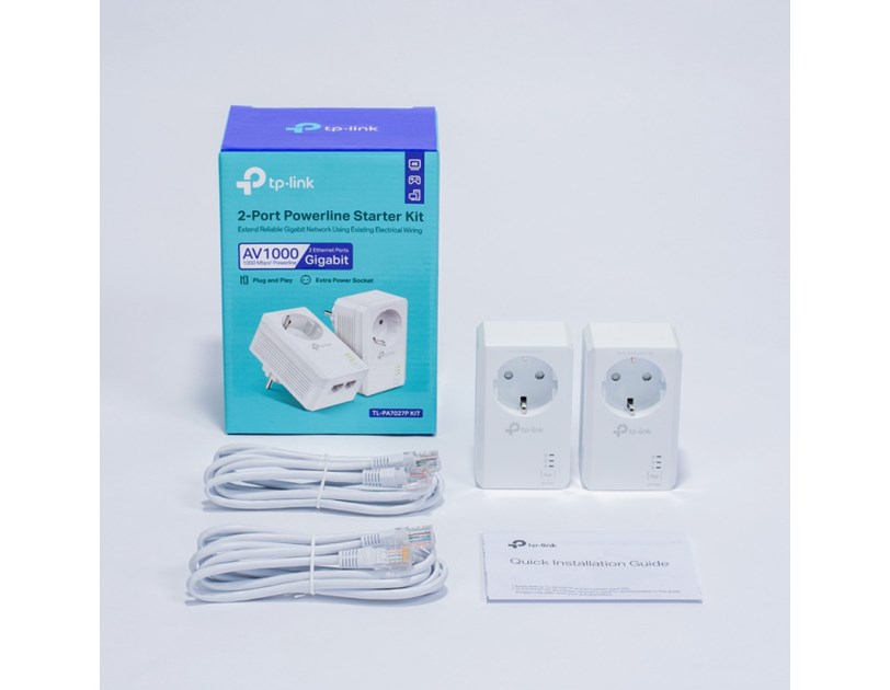TP-Link AV1000 Powerline Gigabit mrežni adapter, 1000Mbps, dodatna strujna utičnica, 2×G-LAN, HomePlug AV2 (duplo pakiranje)