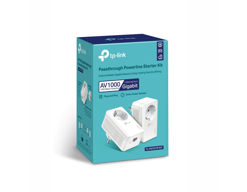TP-Link AV1000 Powerline Gigabit mrežni adapter, 1000Mbps, dodatna strujna utičnica, HomePlug AV2 (duplo pakiranje)
