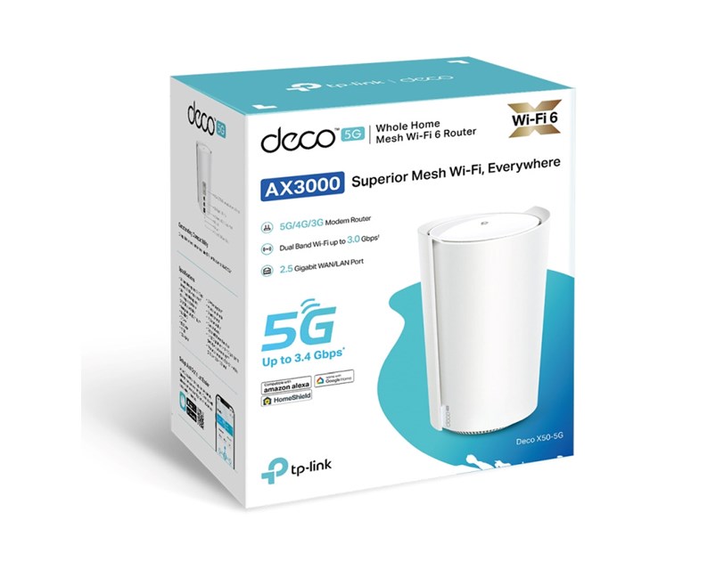TP-Link AX3000 5G Whole Home Mesh WiFi 6, 574Mbps/2402Mbps (2.4GHz/5GHz), 802.11ax/ac/n/a/b/g, 1× 2.5 Gbps port + 2× Gigabit port, Deco App