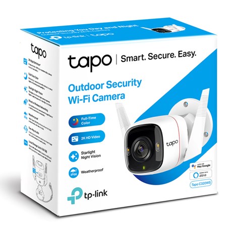 TP-Link Tapo C320WS kamera 2K QHD 4MP, H.264, Full-Color Night Vision, microSD, 2xSpotlights, dvosmjerni audio, detekcija pokreta, vodootporna IP66, Wi-Fi, Tapo app