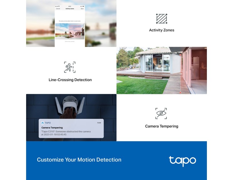 TP-Link Tapo C310 kamera UHD 3MP, H.264, Advanced Night Vision, microSD, dvosmjerni audio, detekcija pokreta, vodootporna IP66, Wi-Fi, Tapo app
