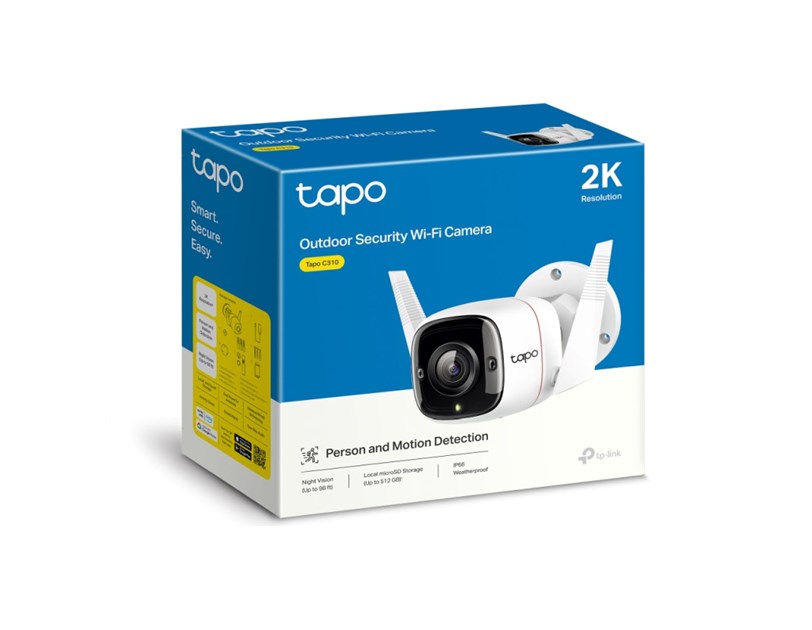 TP-Link Tapo C310 kamera UHD 3MP, H.264, Advanced Night Vision, microSD, dvosmjerni audio, detekcija pokreta, vodootporna IP66, Wi-Fi, Tapo app