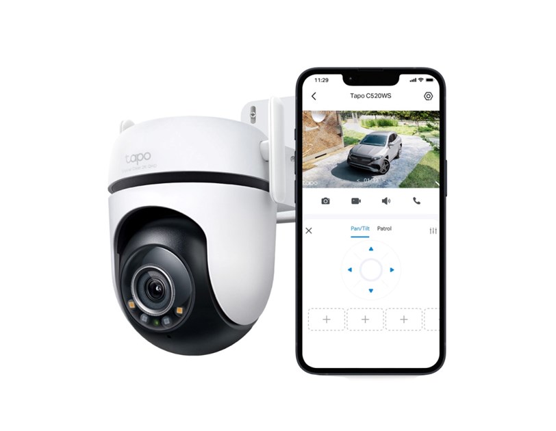TP-Link Tapo C520WS kamera 2K QHD 4MP, H.264, 360° /130° Pan/Tilt, Starlight-Color Night Vision, microSD, dvosmjerni audio, detekcija pokreta, vodootporna IP66, Wi-Fi, Tapo app