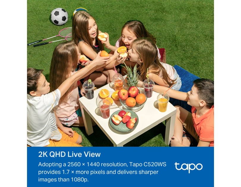TP-Link Tapo C520WS kamera 2K QHD 4MP, H.264, 360° /130° Pan/Tilt, Starlight-Color Night Vision, microSD, dvosmjerni audio, detekcija pokreta, vodootporna IP66, Wi-Fi, Tapo app