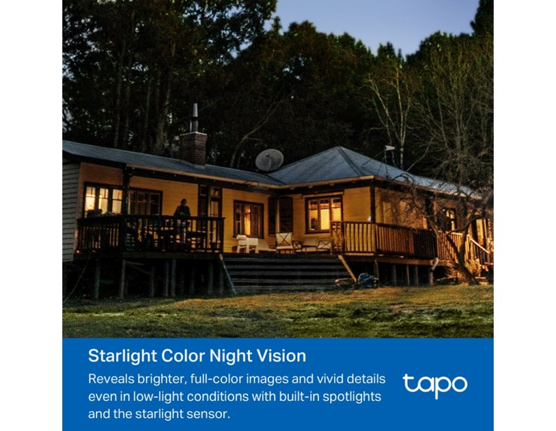 TP-Link Tapo C520WS kamera 2K QHD 4MP, H.264, 360° /130° Pan/Tilt, Starlight-Color Night Vision, microSD, dvosmjerni audio, detekcija pokreta, vodootporna IP66, Wi-Fi, Tapo app
