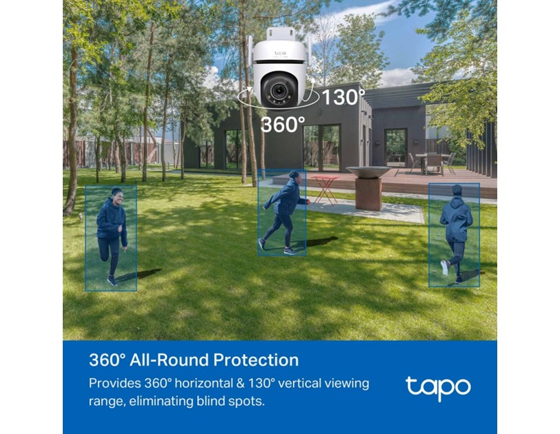 TP-Link Tapo C520WS kamera 2K QHD 4MP, H.264, 360° /130° Pan/Tilt, Starlight-Color Night Vision, microSD, dvosmjerni audio, detekcija pokreta, vodootporna IP66, Wi-Fi, Tapo app