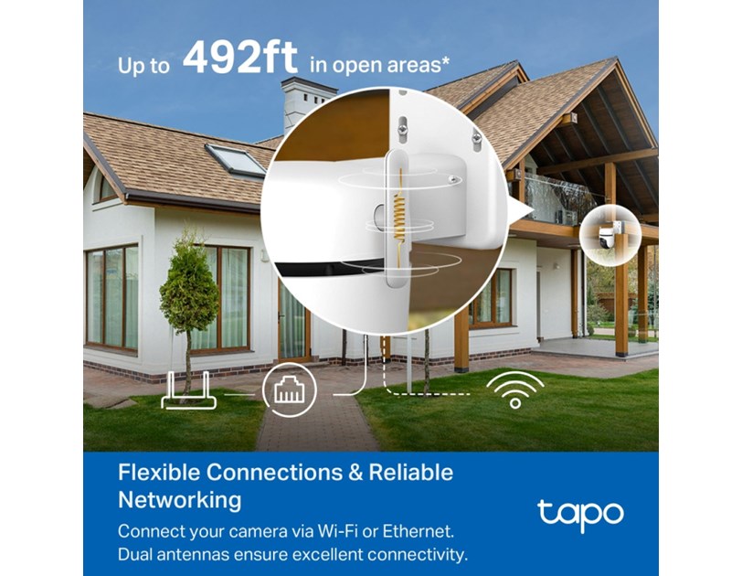 TP-Link Tapo C520WS kamera 2K QHD 4MP, H.264, 360° /130° Pan/Tilt, Starlight-Color Night Vision, microSD, dvosmjerni audio, detekcija pokreta, vodootporna IP66, Wi-Fi, Tapo app