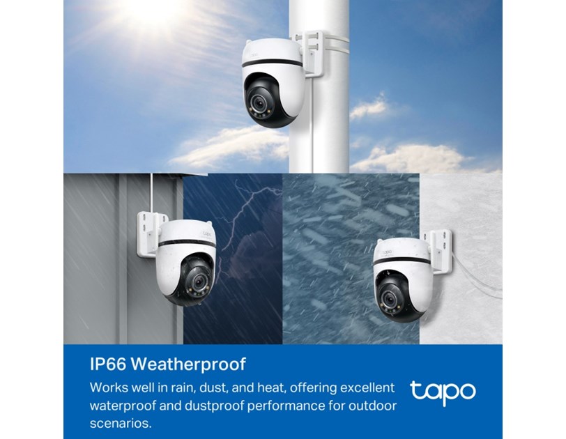TP-Link Tapo C520WS kamera 2K QHD 4MP, H.264, 360° /130° Pan/Tilt, Starlight-Color Night Vision, microSD, dvosmjerni audio, detekcija pokreta, vodootporna IP66, Wi-Fi, Tapo app