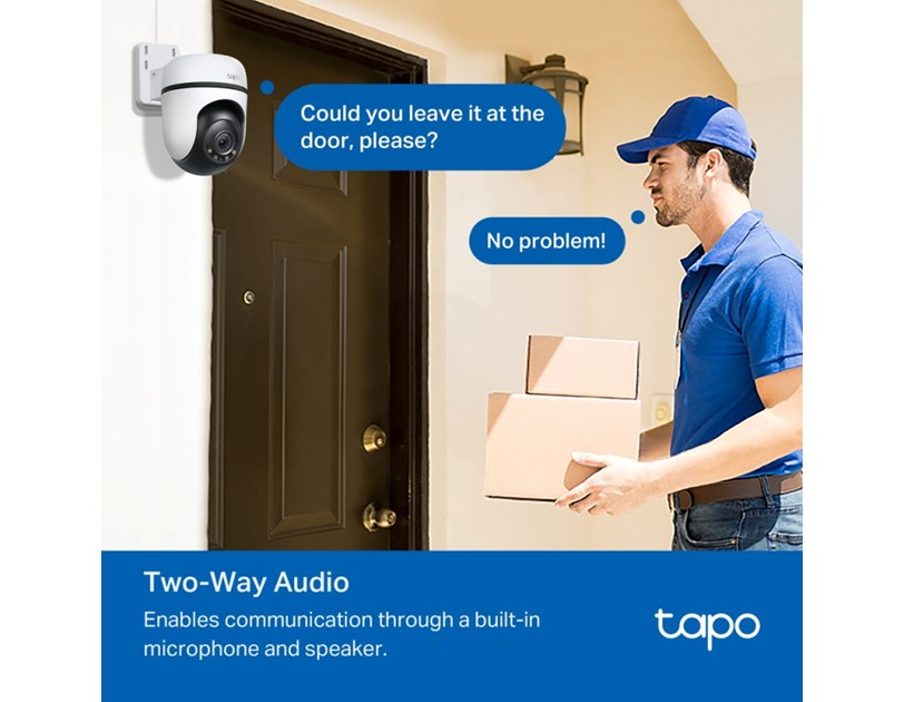 TP-Link Tapo C520WS kamera 2K QHD 4MP, H.264, 360° /130° Pan/Tilt, Starlight-Color Night Vision, microSD, dvosmjerni audio, detekcija pokreta, vodootporna IP66, Wi-Fi, Tapo app
