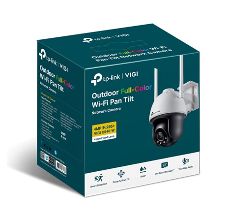 TP-Link VIGI C540-W-4 Full color kamera 2K 4MP, Pan/Tilt, H.265+, 4mm leća, RJ45, Night Vision, microSD, dvosmjerni audio, detekcija pokreta, vodootporna IP66, VIGI app