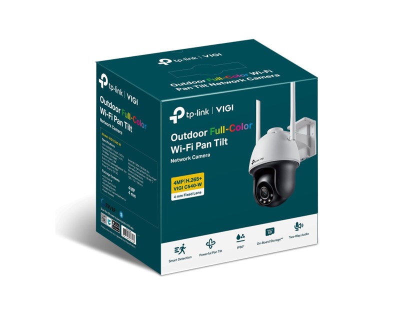 TP-Link VIGI C540-W-4 Full color kamera 2K 4MP, Pan/Tilt, H.265+, 4mm leća, RJ45, Night Vision, microSD, dvosmjerni audio, detekcija pokreta, vodootporna IP66, VIGI app