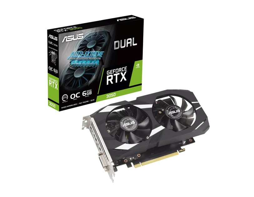 Asus Dual GeForce RTX 3050 OC Edition 6GB GDDR6/96-bit, PCIe 4.0, DVI-D/HDMI/DP