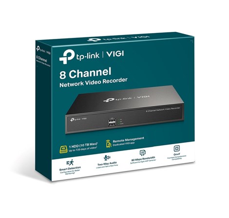 TP-Link VIGI NVR1008H mrežni video snimač 8 kanala, H.265, 5MP, 1×SATA, VGA/HDMI, 2×USB2.0, Vigi app