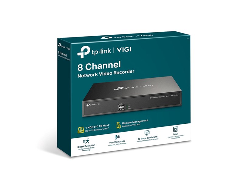 TP-Link VIGI NVR1008H mrežni video snimač 8 kanala, H.265, 5MP, 1×SATA, VGA/HDMI, 2×USB2.0, Vigi app