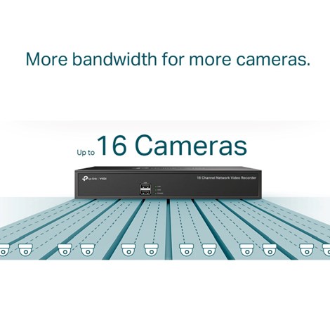 TP-Link VIGI NVR1016H mrežni video snimač 16 kanala, H.265/+, H.264/+, 8MP, 1×SATA, VGA/HDMI, RJ-45, USB2.0×2, Vigi app
