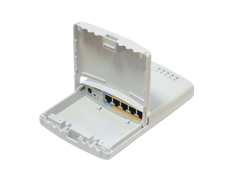 Mikrotik RB750P-PBr2 PowerBox, QCA9531 650MHz CPU, 64MB RAM, 5×LAN, RouterOS L4, vanjsko kućište, PSU, PoE