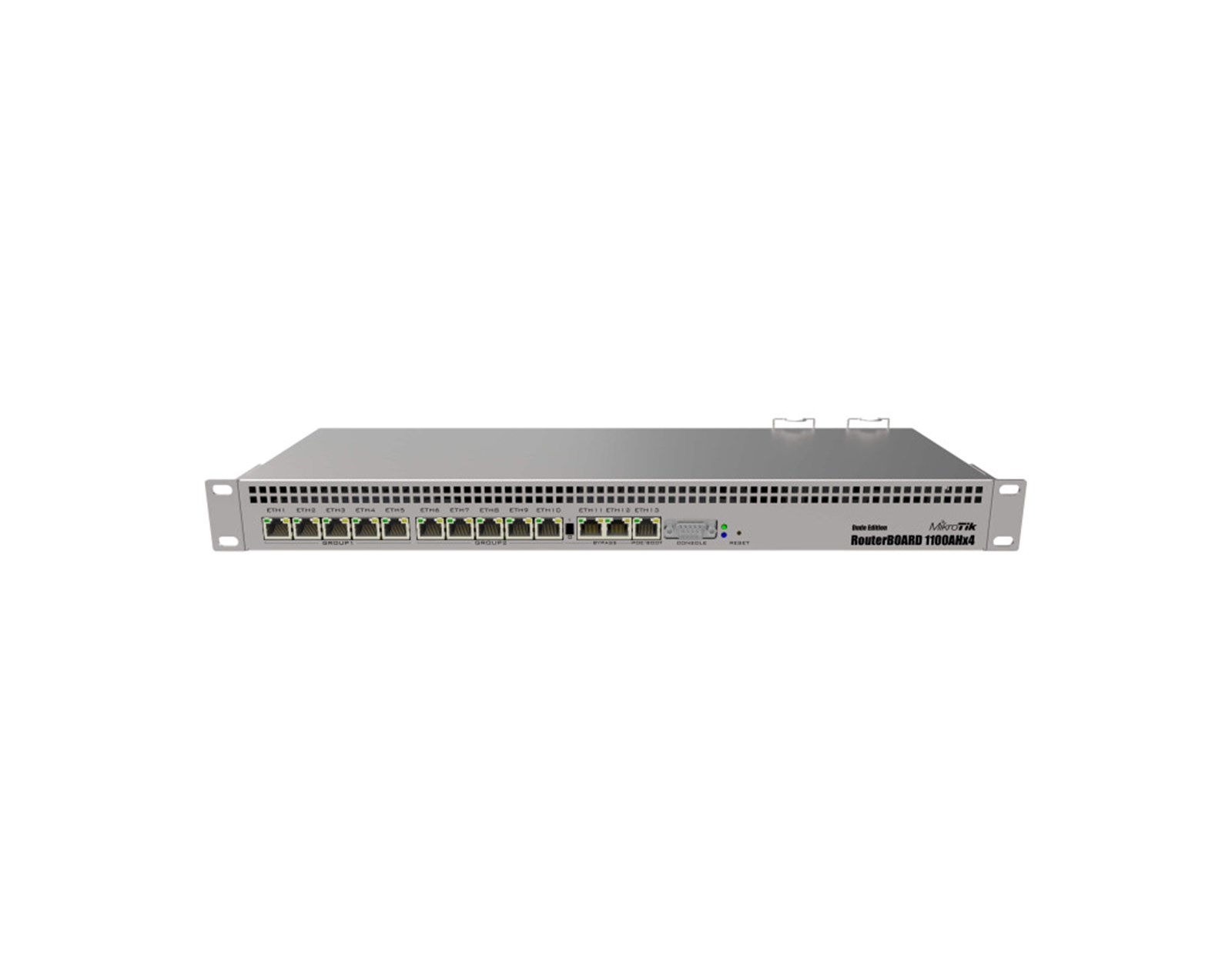 Mikrotik RouterBOARD RB1100AHx4 Dude edition, Annapurna Alpine AL21400 Cortex A15 CPU (4-cores, 1.4GHz/core), 1GB RAM, 13xGbit LAN, 60GB M.2, RouterOS L6, 1U rackmount kućište, Dual PSU