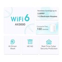 TP-Link AX3000 Deco X50, Dual-Band Mesh Wi-Fi 6, 574Mbps/2402Mbps (2.4GHz/5GHz), 802.11ax/ac/n/a/b/g, 3×G-LAN, Deco App