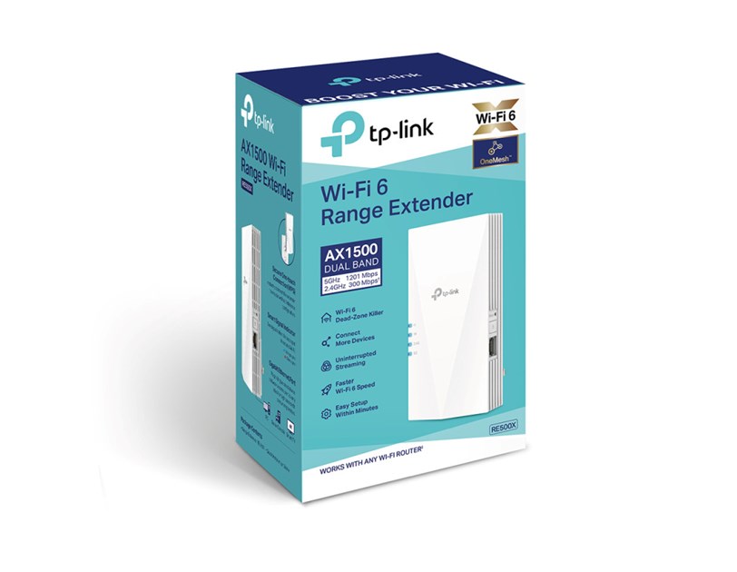 TP-Link AX1500 bežični pojačivač dometa (Wi-Fi 6 Range Extender), Dual Band 1200Mbps(5GHz)/300Mbps(2.4GHz), 802.11a/n/ac/ax/b/g/n, 1×G-LAN, Range extender mod, 2×interna antena