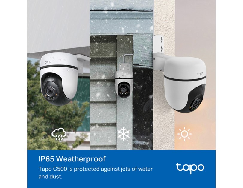 TP-Link Tapo C500 V2 kamera FHD, H.264 video, 360°/130° Pan/Tilt, Color Night Vision, microSD, dvosmjerni audio, detekcija pokreta, vodootporna IP65, Wi-Fi, Tapo app