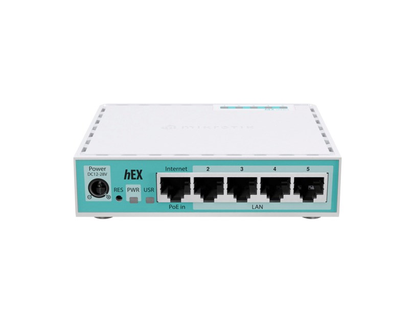 Mikrotik hEX refresh, 950 MHz CPU, 512MB RAM, 5×LAN, USB-A, POE support, RouterOSv7, metalno kućište, PSU