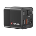 Verbatim GaN zidni punjač 65W, USB-C kabel na izvlačenje + 1×USB-A + 1×USB-C