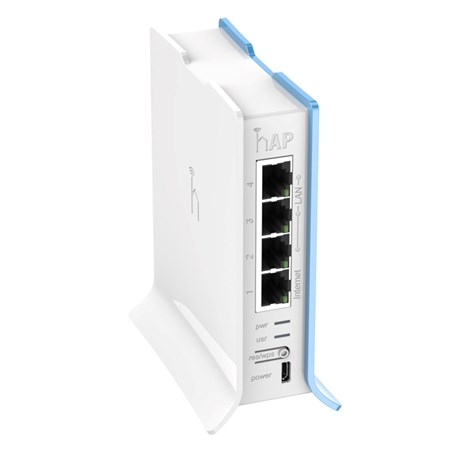 Mikrotik RB941-2nD-TC hAP Lite tower, 650MHz CPU, 32MB RAM, 4×LAN, 2.4Ghz 802.11b/g/n, integrirana antena, RouterOS L4, tower kućište, PSU