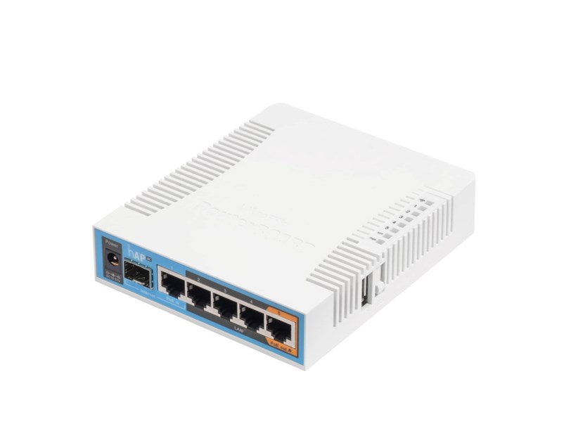 Mikrotik RB962UiGS-5HacT2HnT, hAP ac 720MHz CPU, 128MB RAM, 5×G-LAN, (2.4Ghz/5Ghz) 802.11b/g/n/ac, 3 chain, integrire antene, SFP, USB, plastično kućište, PSU, RouterOS L4