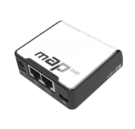 Mikrotik RBmAP2nd, mAP, 650MHz CPU, 64MB RAM, 2×LAN, 2.4Ghz 802.11bgn Dual Chain wireless, integrirana antena, microUSB, RouterOS L4, plastićno kućište, PSU , POE-out