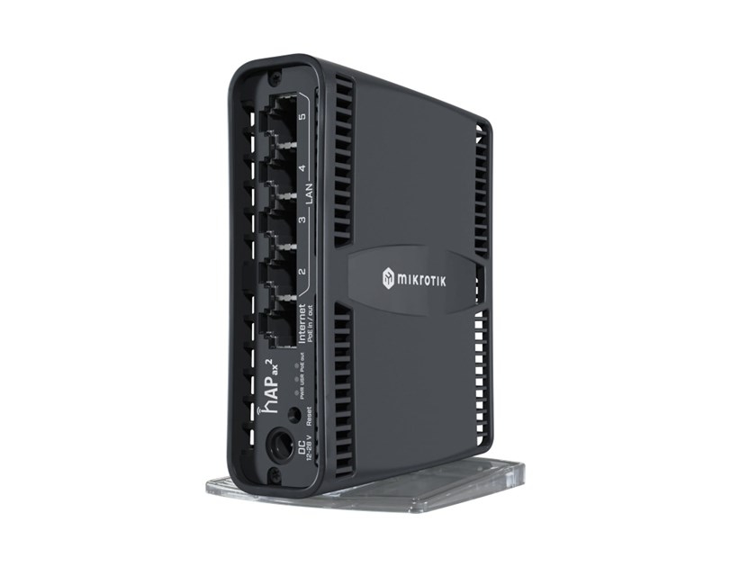 Mikrotik hAP ax2,Wi-Fi 6, C52iG-5HaxD2HaxD-TC, Quad-Core 864MHz CPU, 1GB RAM, 5×Gbit LAN (1×Gbit LAN PoE OUT), 2.4GHz/5GHz 802.11ax, Dual Chain wireless, RouterOS L4, desktop/tower kućište, PSU