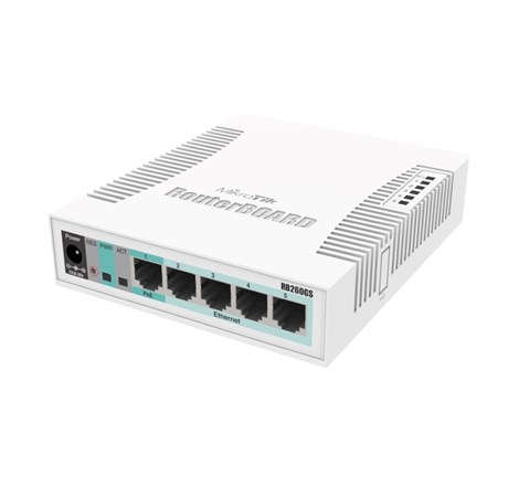 Mikrotik Cloud Smart Switch CSS106-5G-1S (RB260GS) 5-port Gigabit smart preklopnik sa SFP cage, SwOS, plastično kućište, PSU 