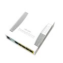 Mikrotik Cloud Smart Switch CSS106-1G-4P-1S (RB260GSP) 5-port Gigabit PoE-out smart preklopnik sa SFP cage, SwOS, plastično kućište, PSU, 53W