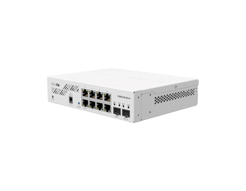 Mikrotik Cloud Smart Switch CSS610-8G-2S+IN, 8×G-LAN, 2×SFP+ cages, SwOS, desktop kućište, PSU