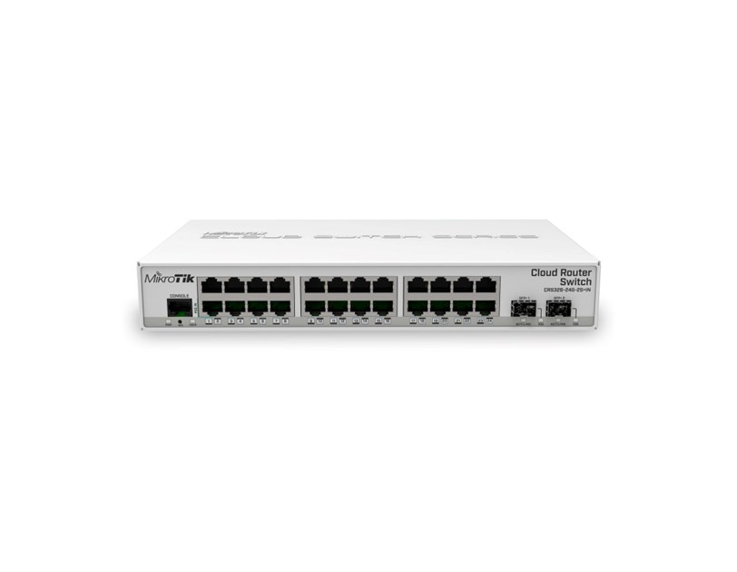 Mikrotik Cloud Router Switch CRS326-24G-2S+IN, 800 MHz CPU, 512MB RAM, 24xG-LAN, 2xSFP+ cage, RouterOS L5 or SwitchOS (dual boot), desktop kućište, PSU