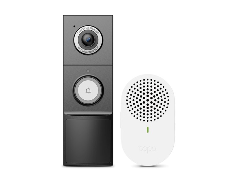 TP-Link Tapo Smart bežično zvono za vrata s video kamerom 2K 5MP 2560×1920px, 180° dijagonalno, 3DNR, WDR, dvosmjerni audio, 16x zoom, detekcija pokreta, FC night vision, glasovna kontrola, IP66