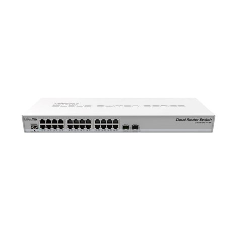 Mikrotik Cloud Router Switch CRS326-24G-2S+RM, 800 MHz CPU, 512MB RAM, 24xG-LAN, 2xSFP+ cage, RouterOS L5 or SwitchOS (dual boot), 1U rackmount kućište, PSU
