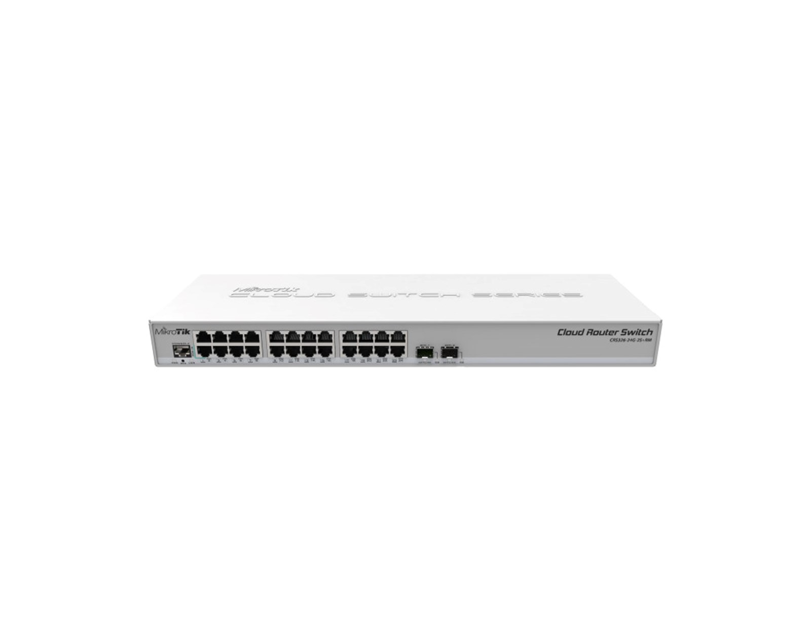 Mikrotik Cloud Router Switch CRS326-24G-2S+RM, 800 MHz CPU, 512MB RAM, 24xG-LAN, 2xSFP+ cage, RouterOS L5 or SwitchOS (dual boot), 1U rackmount kućište, PSU