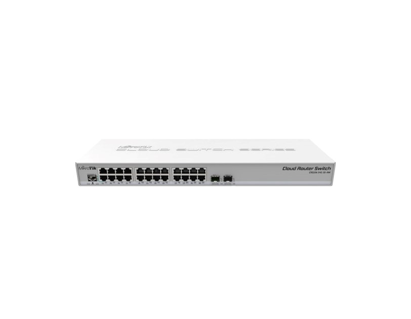Mikrotik Cloud Router Switch CRS326-24G-2S+RM, 800 MHz CPU, 512MB RAM, 24xG-LAN, 2xSFP+ cage, RouterOS L5 or SwitchOS (dual boot), 1U rackmount kućište, PSU