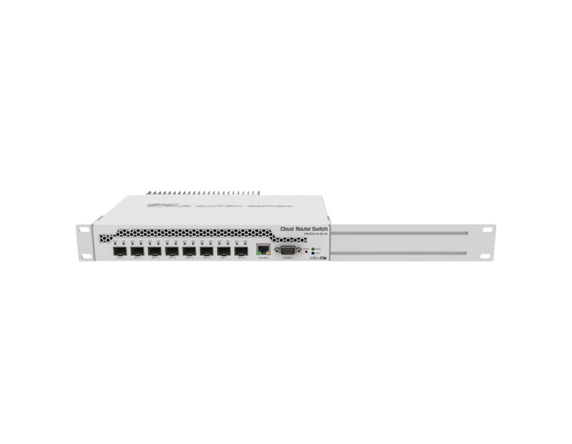 Mikrotik Cloud Router Switch CRS309-1G-8S+IN, Dual core 800MHz CPU, 512MB RAM, 1×GLAN, 8×SFP+ cages, RouterOS, L5 or SwitchOS (dual boot), pasivno desktop kućište, rackmount ears, PSU