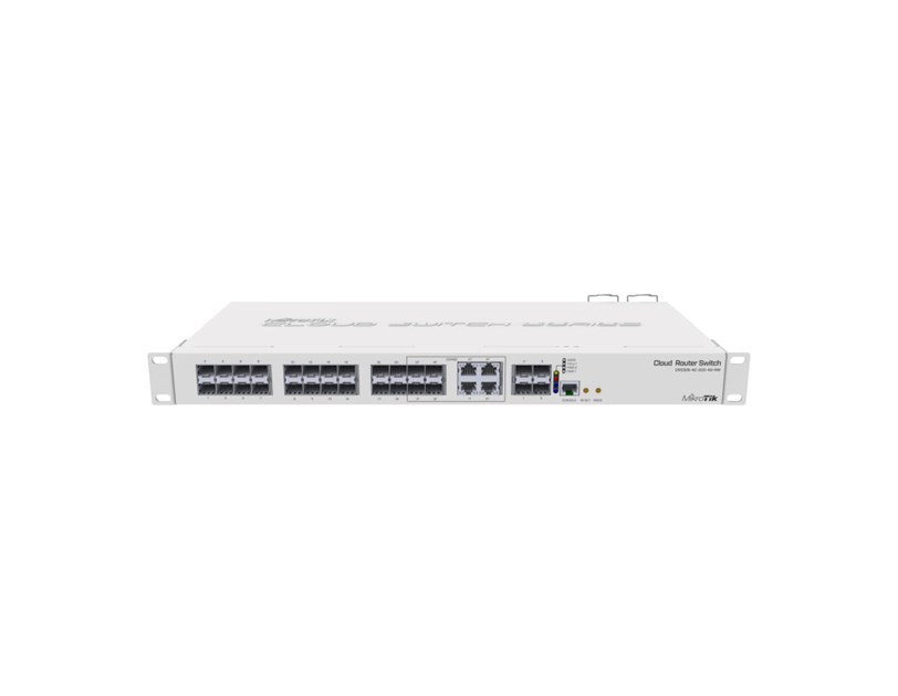 Mikrotik Cloud Router Switch CRS328-4C-20S-4S+RM, 800 MHz CPU, 512MB RAM, 24×SFP, 4×SFP+, 4×Combo, (1×GLAN/SFP), RouterOS L5/SwitchOS, 1U rackmount, Dual PSU